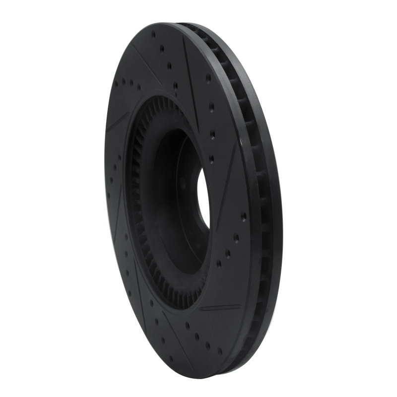 Genesis G80 Brake Rotor (1) - Front Left - R1 Concepts - Drilled & Slotted - Black - `11-`17